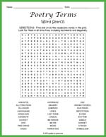 Poetry Terms Word Search Thumbnail