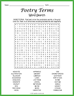 Poetry Terms Word Search thumbnail