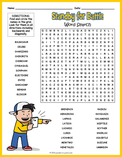 Pokemon Word Search