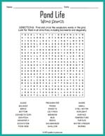 Pond Life Word Search Thumbnail