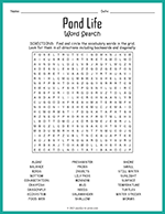 Pond Life Word Search thumbnail