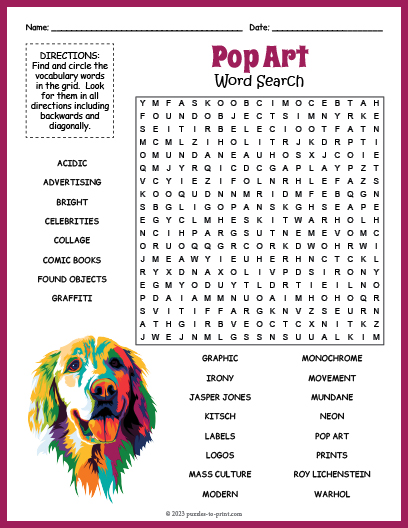 Pop Art Word Search