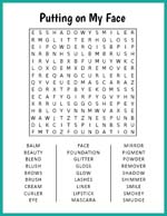 Putting on My Face Word Search thumbnail