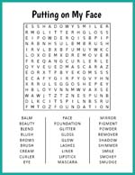 Putting on My Face Word Search thumbnail