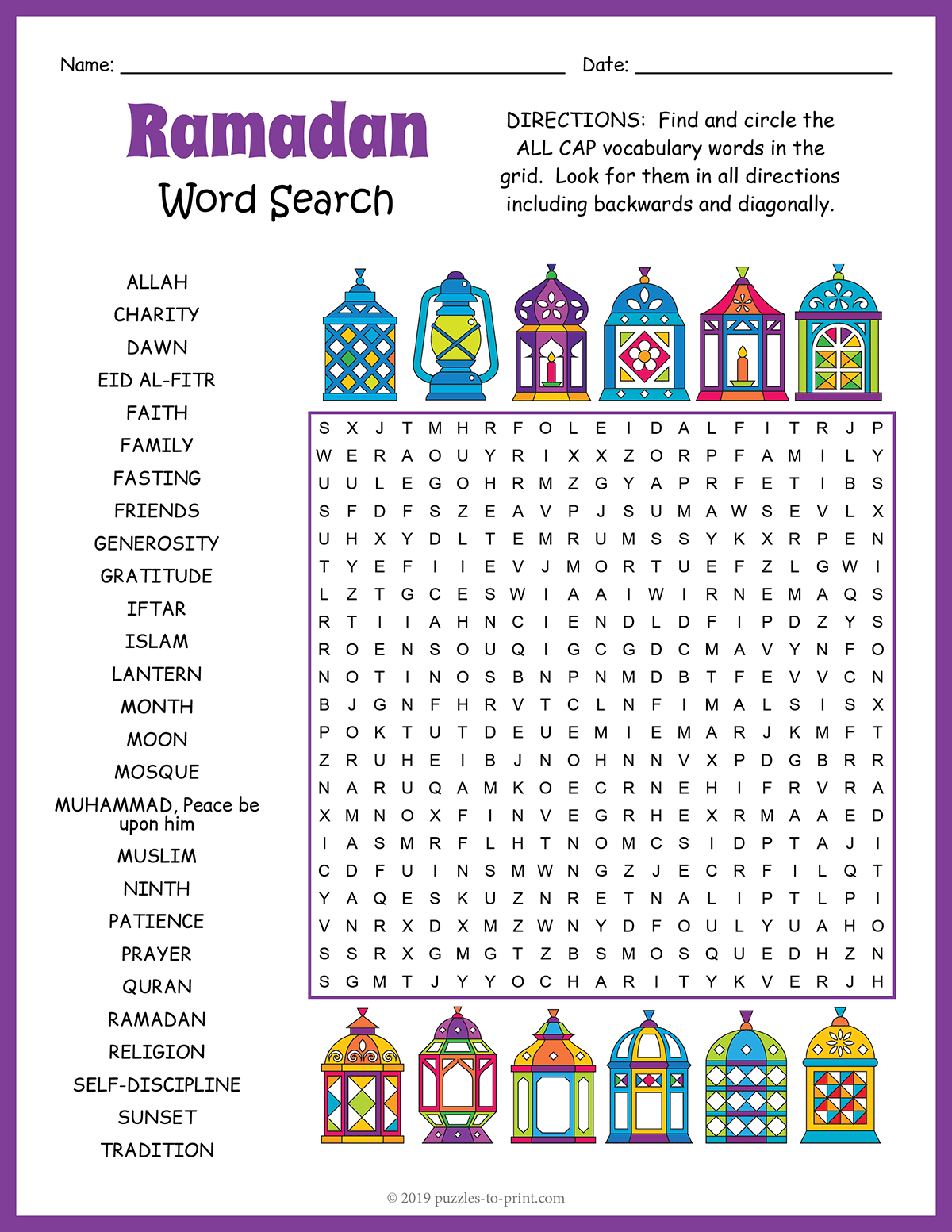 Ramadan Word Search