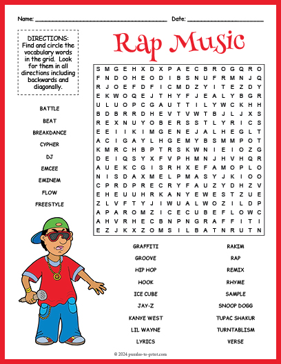Rap Music Word Search