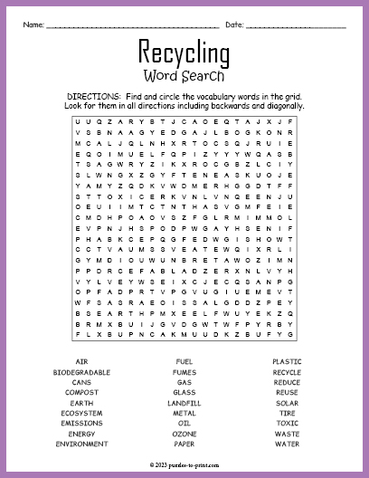 Recycling Word Search