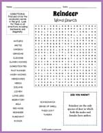 Reindeer Word Search Thumbnail