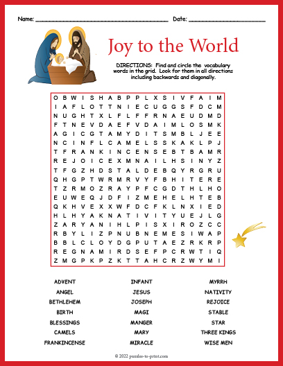 Religious Christmas Word Search