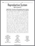 Reproductive System Word Search Thumbnail