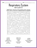 Respiratory System Word Search Thumbnail
