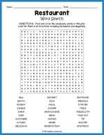Restaurant Word Search Thumbnail