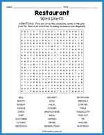 Restaurant Word Search Thumbnail