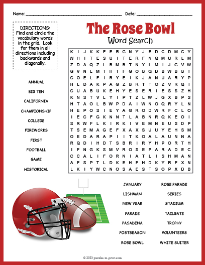 Rose Bowl Word Search