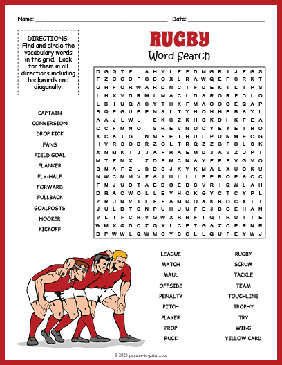 Rugby Word Search