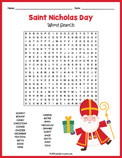 Saint Nicholas Day Word Search