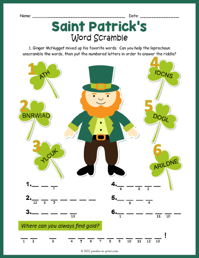 Saint Patricks Day Word Scramble