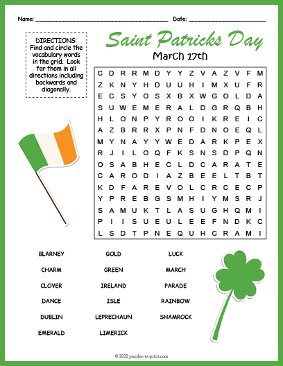 Saint Patrick's Day Word Search