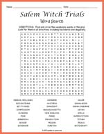 Salem Witch Trials Word Search Thumbnail