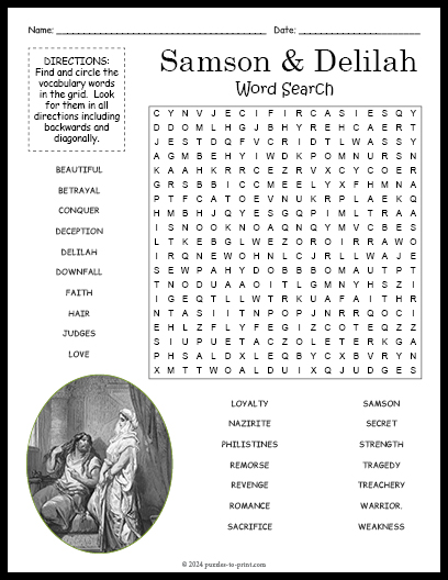 Samson and Delilah Word Search