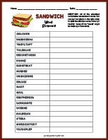 Sandwiches Word Scramble thumbnail