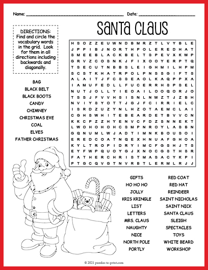 Santa Claus Word Search