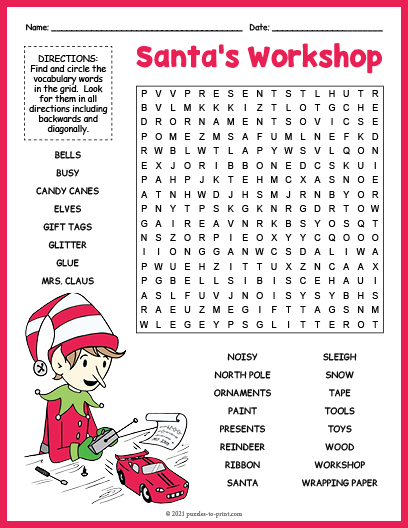 Santas Workshop Word Search