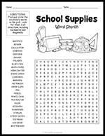 School Supplies Word Search thumbnail