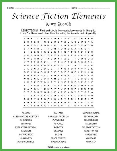 Science Fiction Elements Word Search