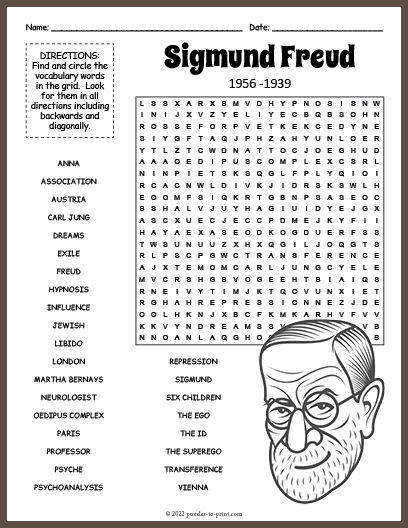 Sigmund Freud Word Search