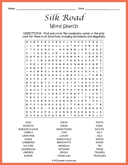 Silk Road Word Search