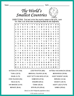 Smallest Countries Word Search thumbnail
