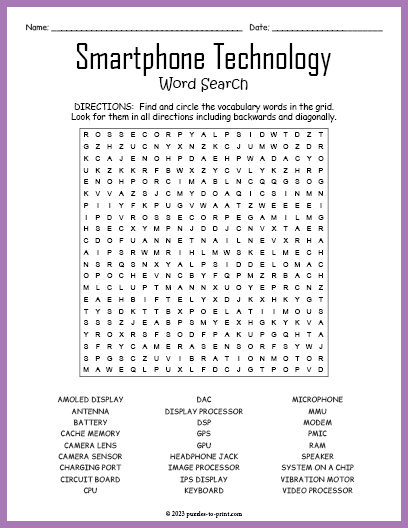 Smartphone Technology Word Search