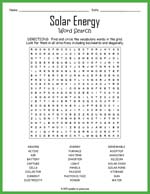 Solar Energy Word Search Thumbnail