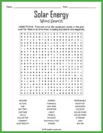 Solar Energy Word Search Thumbnail