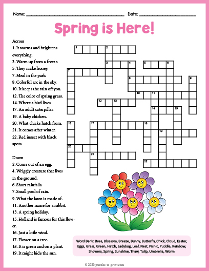 Spring Crossword Word Search