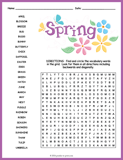 Spring Word Search