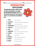 Springtime Word Scramble thumbnail