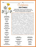 State Symbols of California Word Search Thumbnail