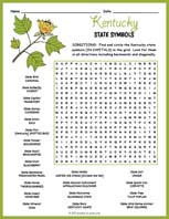 State Symbols of Kentucky Word Search Thumbnail