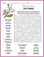 State Symbols of Louisiana Word Search Thumbnail