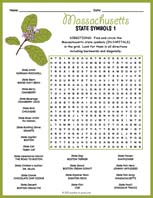 State Symbols of Massachusetts Word Search Thumbnail