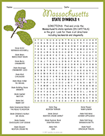 State Symbols of Massachusetts Word Search thumbnail