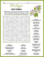 State Symbols of Michigan Word Search Thumbnail