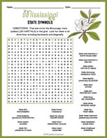 State Symbols of Mississippi Word Search Thumbnail