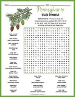 State Symbols of Pennsylvania Word Search Thumbnail