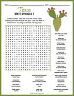 State Symbols of Texas Word Search Thumbnail