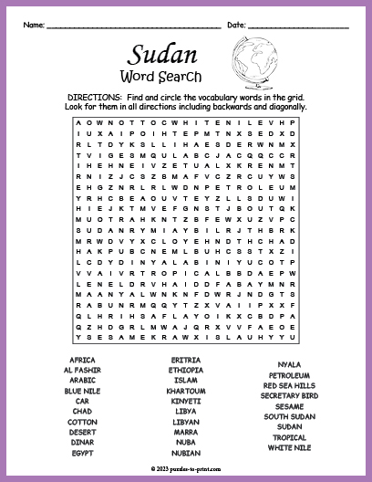 Sudan Word Search