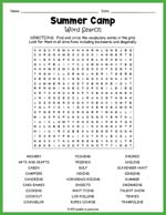 Summer Camp Word Search Thumbnail