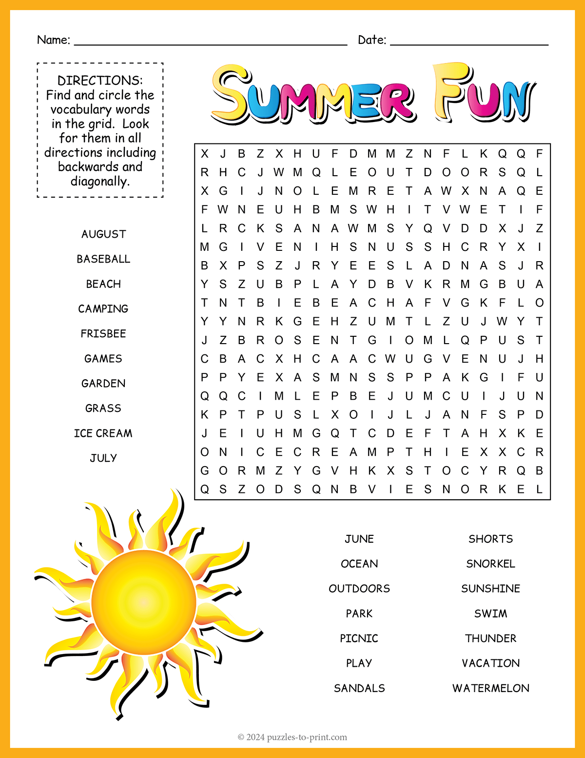Popsicle Word Search